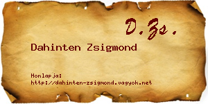 Dahinten Zsigmond névjegykártya